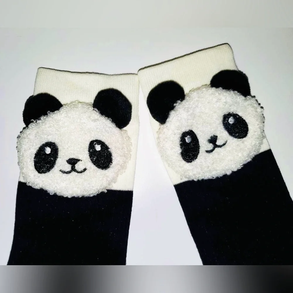 Cute 3D Panda Socks for kids Kawaii Funny Black & White Middle Tube Socks 2 Pair